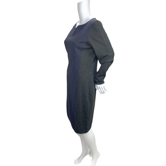E3 Etcetera Wool Colorblock Gray Blue Long Sleeve Sheath Dress Large 10 12 - Picture 5 of 7